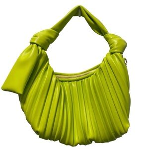 Madison West Green Pleated Shoulder Bag